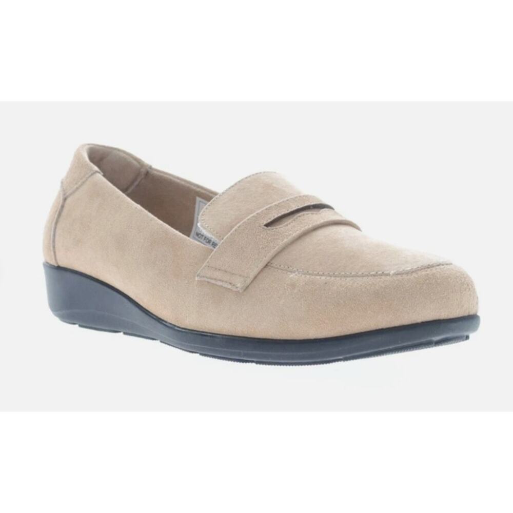 Propet Size 6.5 Yetta Loafers Shoes Slip-On Tan Beige Suede Casual Comfort NEW